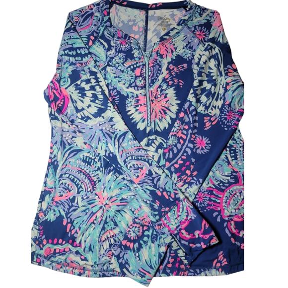 Lilly Pulitzer Luxletic Delaynee Rashguard in Gypsea Girl HTF Size Large - Picture 2 of 4